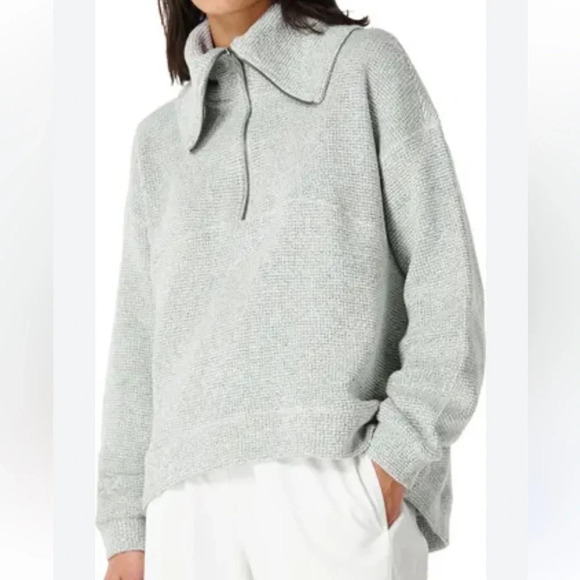 Sweaty Betty Restful Boucle quarter Zip Sweatshirt high collar Pullover gray XL - Picture 11 of 11
